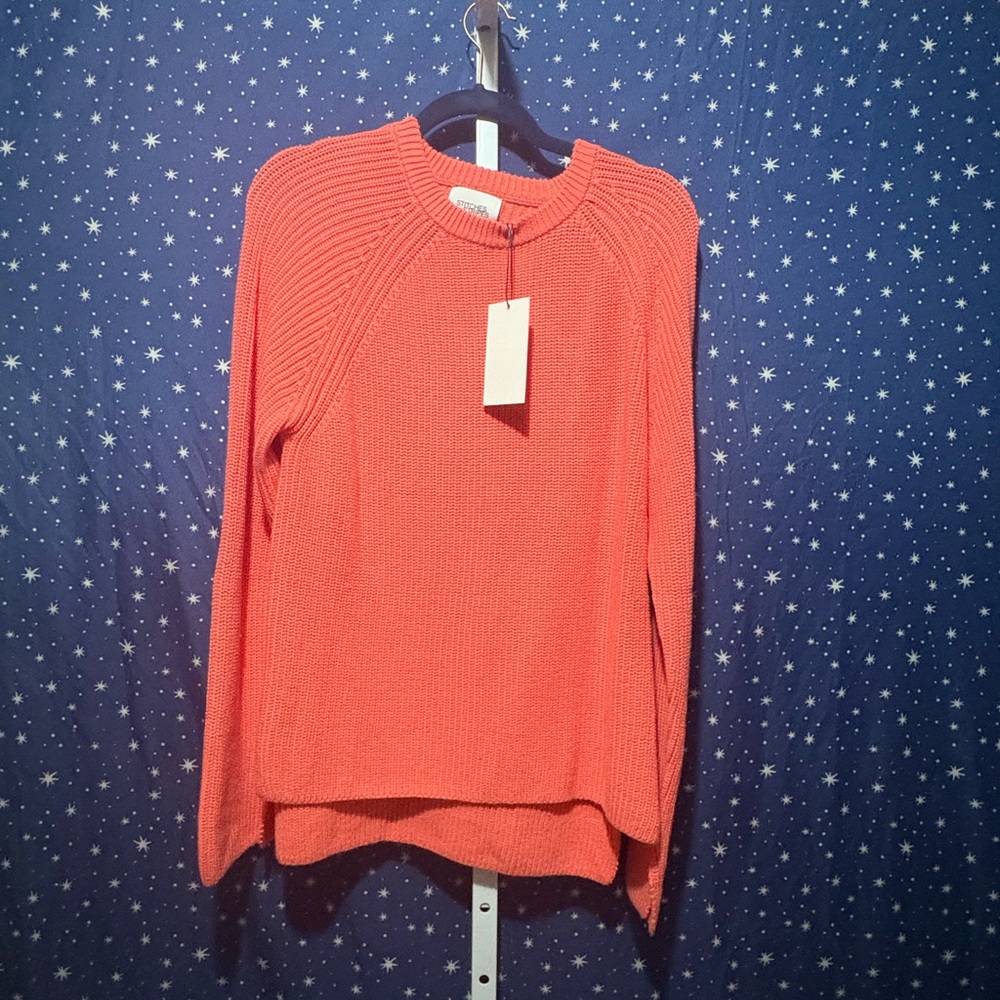 Orange Knit Sweater Stitches size XS